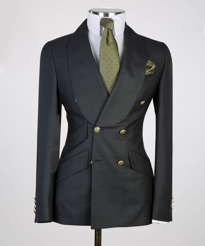 Mens Plaid Double breasted Suit