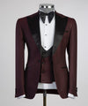 Three pieces Red Wine Tuxedo Suit