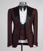 Three pieces Red Wine Tuxedo Suit