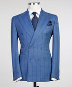 Blue Striped double breasted Suit