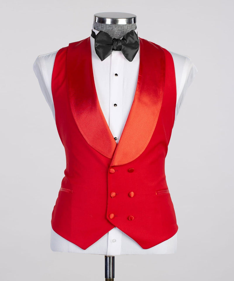 Three pieces Red Tuxedo Suit