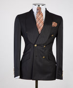 Mens Black Stripped Double Breasted Suit