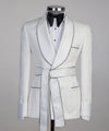 Royal White Belted Tuxedo