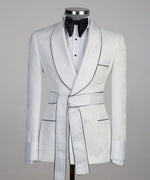 Royal White Belted Tuxedo