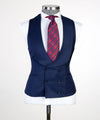 3 pieces Plaid Navy Blue Suit