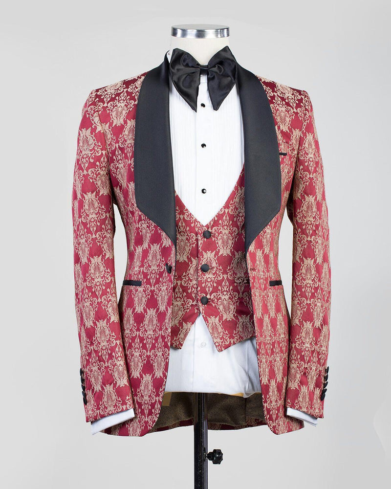 Red 3 Pieces Tuxedo suit