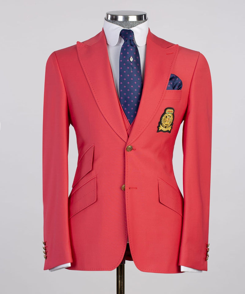 Three pieces Red Casual Suit