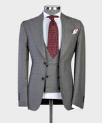 3 pieces Men’s Grey Plaid Suit