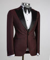 Three pieces Red Wine Tuxedo Suit