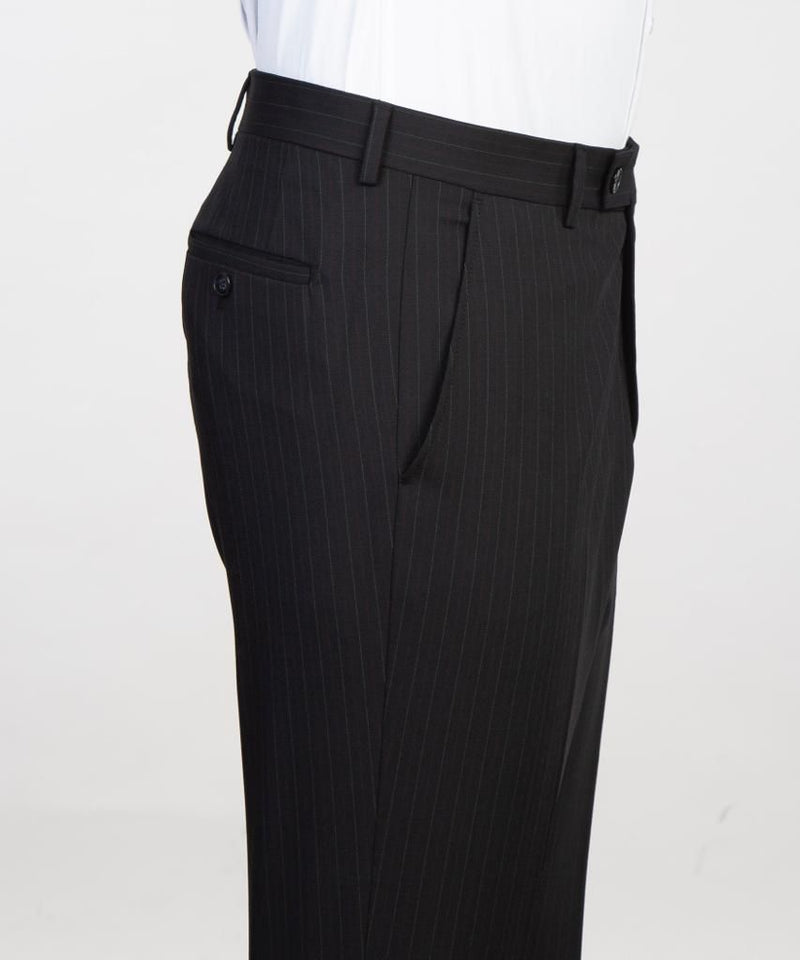 Men’s Black Belted striped Suit