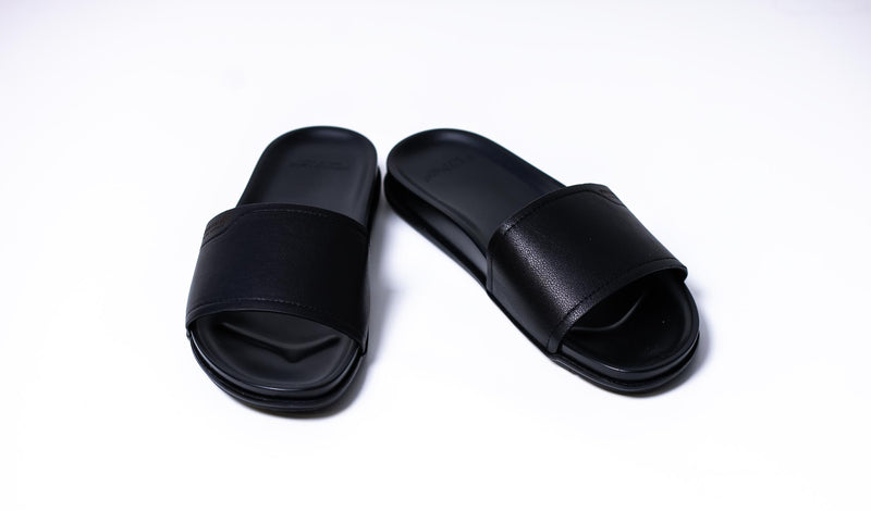 Black Leather Slipper