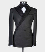 Black shining tuxedo suit