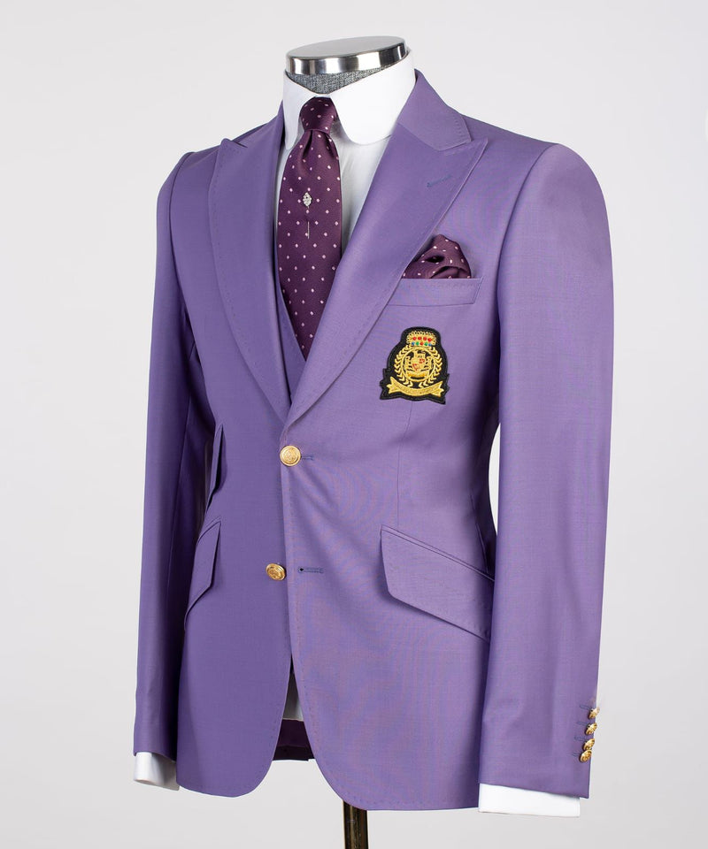 Three pieces Casual Purple Suit