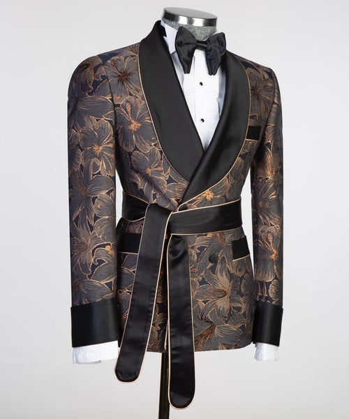 Men’s Floral Belted Tuxedo Suit