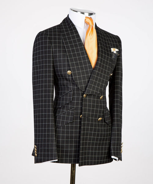 Mens Plaid Double Breasted Suit