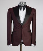 Three pieces Red Wine Tuxedo Suit