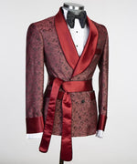 Men’s Red Belted Tuxedo Suit