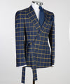 Men’s Plaid belted Suit