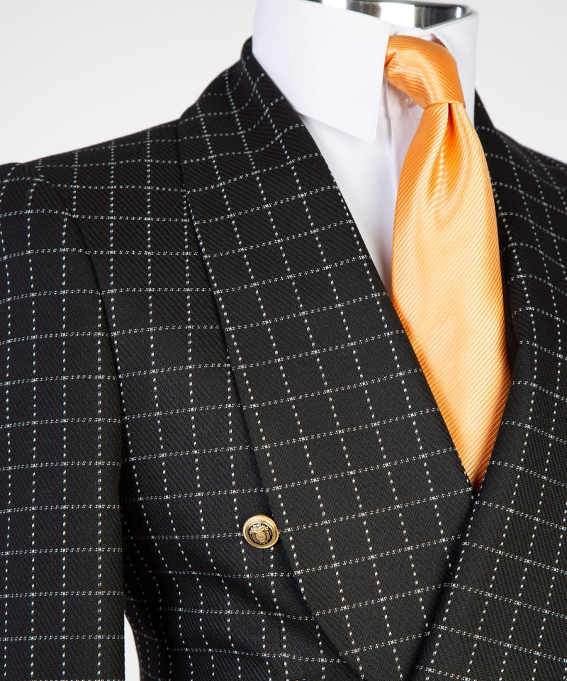 Mens Plaid Double Breasted Suit