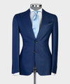 3 pieces Blue navy Plaid Suit