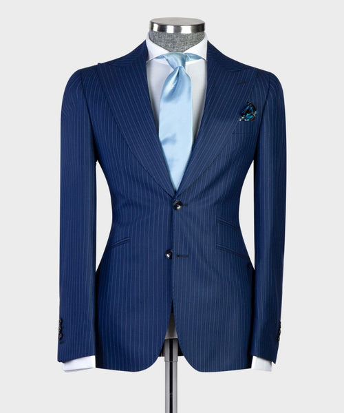 3 pieces Blue navy Plaid Suit