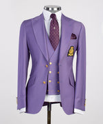 Three pieces Casual Purple Suit