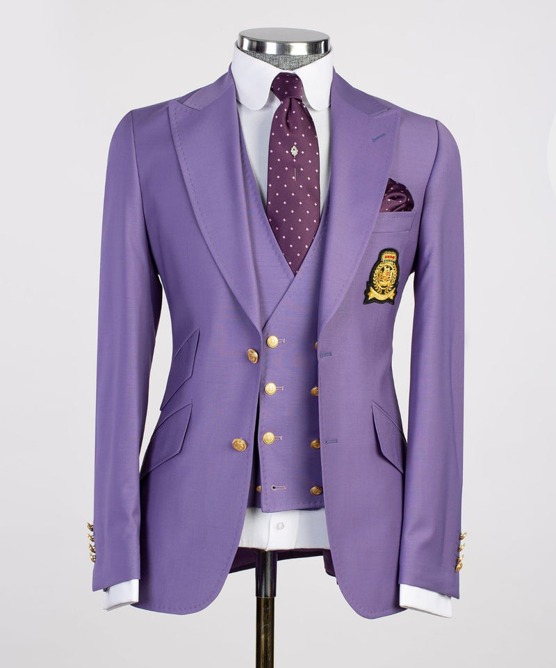 Three pieces Casual Purple Suit