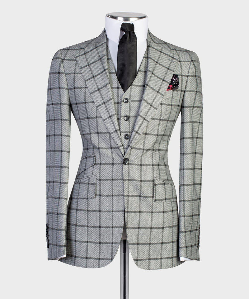 Three pieces Plaid Business Suit