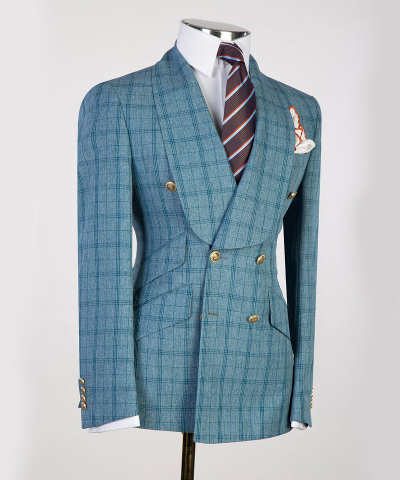 Mens Plaid Double Breasted Suit