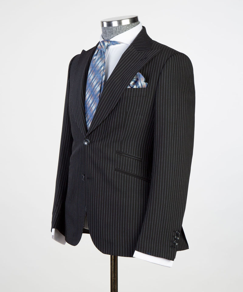 Black 3 pieces Plaid Suit