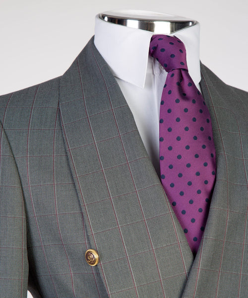 Gray Plaid Double breasted Suit