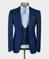 3 pieces Blue navy Plaid Suit