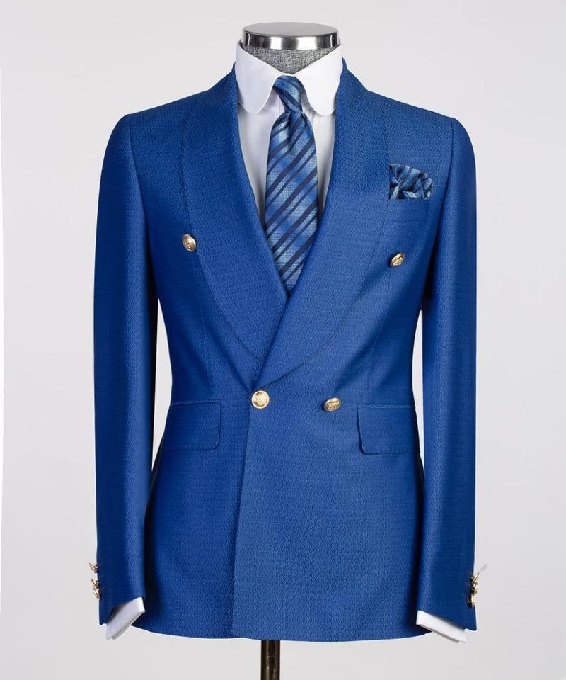 Blue Tuxedo Double Breasted Suit