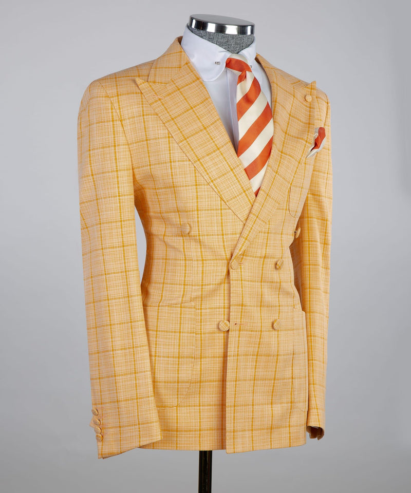 Men’s Casual Plaid Double Breasted Suit