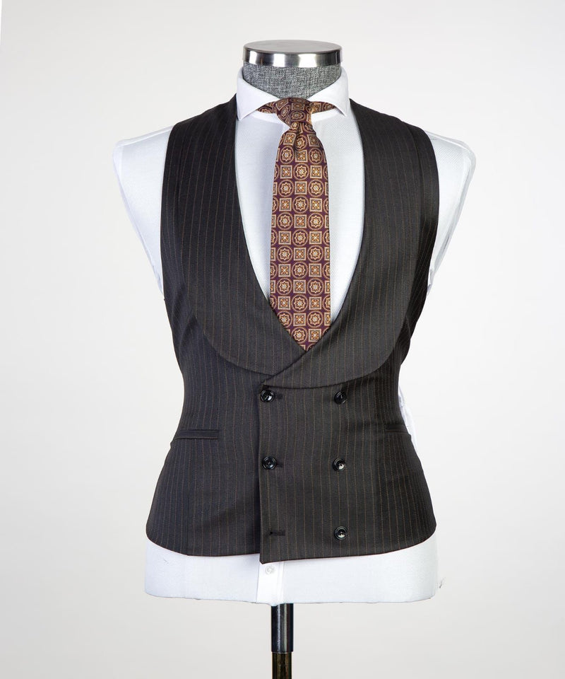 3 pieces Black Plaid Suit