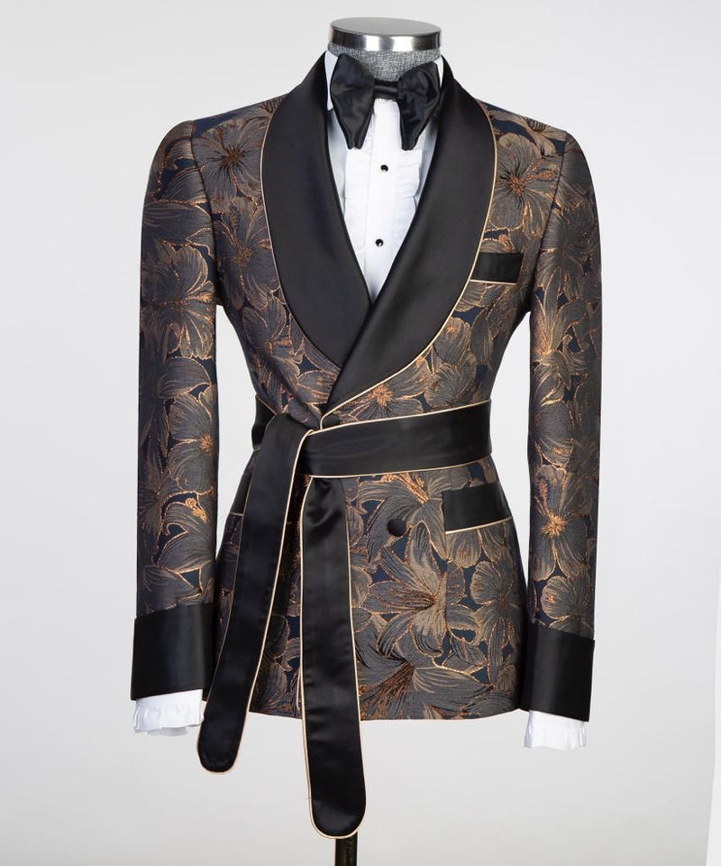 Men’s Floral Belted Tuxedo Suit