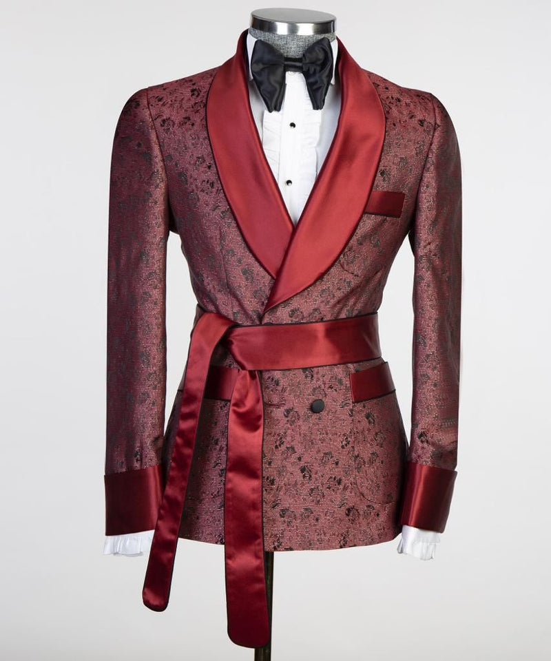 Men’s Red Belted Tuxedo Suit