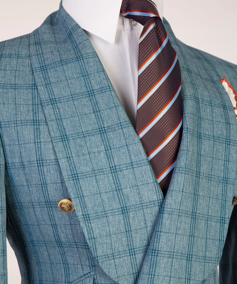 Mens Plaid Double Breasted Suit