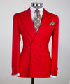 Men’s Casual Red Double Breasted Suit