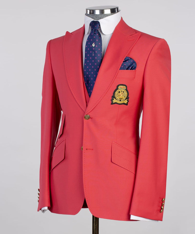 Three pieces Red Casual Suit